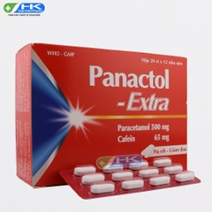 Panactol Extra - Hộp 20 vỉ x 12 viên - Khapharco Pharm(Paracetamol 500mg; Cafein 65mg)