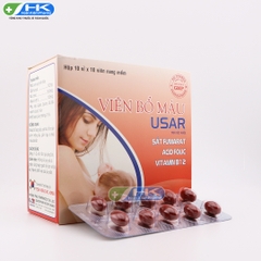 Viên bổ máu USAR - Hộp 10 vỉ x 10 viên nang mềm -PP.Pharco(Sắt fumarat 16.2mg; Acid folic 50mcg; Vitamin B12 1,25mcg)
