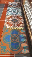 Gạch lát trang trí 40x40cm Gốm Đất Việt hoa xanh