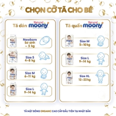 Bỉm tã dán Moony Natural size S 58 miếng (4-8kg)