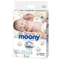 Bỉm tã dán Moony Natural size S 58 miếng (4-8kg)