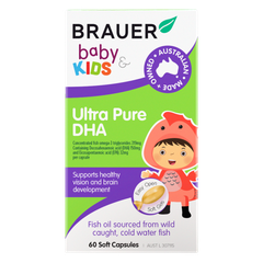 Viên bổ sung dầu cá tinh khiết cho bé từ 7 tháng tuổi Brauer Baby & Kids Ultra Pure DHA