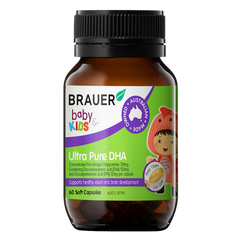 Viên bổ sung dầu cá tinh khiết cho bé từ 7 tháng tuổi Brauer Baby & Kids Ultra Pure DHA