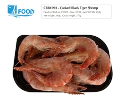 Tôm sú hấp xuất khẩu, nguyên con Size 09/11, NW 340g (Khay)