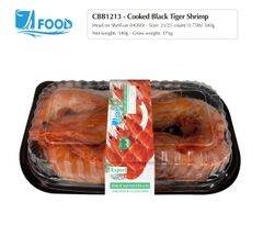 Tôm sú hấp xuất khẩu, nguyên con Size 21/25, NW 340g (Khay)