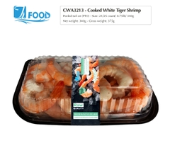 Tôm thẻ hấp nguyên vị, lột vỏ chừa đuôi Size 21/25, NW 340g (Khay)