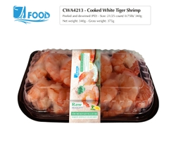 Tôm thẻ hấp nguyên vị, lột vỏ lấy chỉ Size 21/25, NW 340g (Khay)