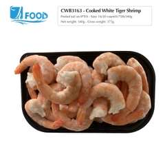 Tôm thẻ hấp nguyên vị, lột vỏ chừa đuôi Size 16/20, NW 340g (Khay)