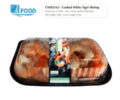 Tôm thẻ hấp nguyên vị, lột vỏ chừa đuôi Size 16/20, NW 340g (Khay)