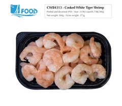 Tôm thẻ hấp xuất khẩu, lột vỏ lấy chỉ Size 31/40, NW 340g (Khay)