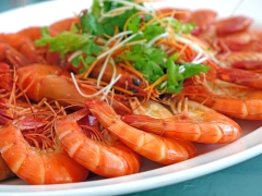 Tôm sú hấp xuất khẩu, nguyên con Size 21/25, NW 340g (Khay)