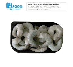 Tôm thẻ xuất khẩu, lột vỏ chừa đuôi Size 16/20, NW 340g (Khay)