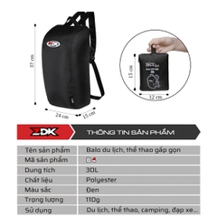 Balo gấp gọn ZDK B4 – balo du lịch thể thao kháng nước 30L siêu nhẹ