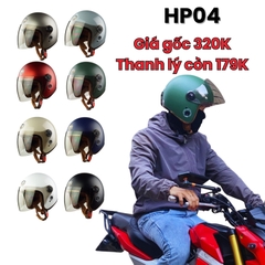 Mũ Bảo Hiểm 3/4 HP04K Có Kính Chính Hãng - Flash Sale