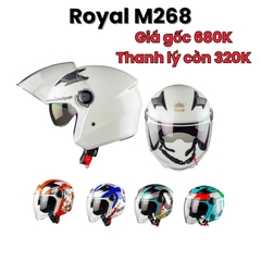Mũ 3/4 Royal M268 2 Kính Chính Hãng - Falsh Sale
