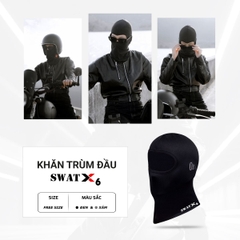 Khăn Trùm Ninja SWAT X6 – Vải Kim Cương Cotton Polyester Spandex, Lỗ Xỏ Kính Tiện Lợi, Logo Phản Quang, Chống Nắng Và Tia UV