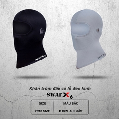 Khăn Trùm Ninja SWAT X6 – Vải Kim Cương Cotton Polyester Spandex, Lỗ Xỏ Kính Tiện Lợi, Logo Phản Quang, Chống Nắng Và Tia UV