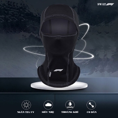 Khăn Trùm SWAT F1 – Vải Lưới Lycra Spandex Co Giãn 4 Chiều, Logo Phản Quang 7 Màu, Thoáng Khí, Thời Trang