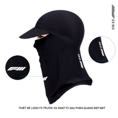 Khăn Trùm Đầu SWAT F3 – Vải Kim Cương Cotton Polyester Spandex, Co Giãn 4 Chiều, Logo Phản Quang, Chống Nắng Hiệu Quả