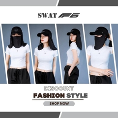 Khăn Chống Nắng SWAT F5 – Mũ Chống Nắng Có Thể Tháo Rời, Vải Kim Cương Spandex, Co Giãn 4 Chiều, Logo Phản Quang