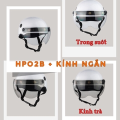 Combo Mũ Bảo Hiểm HP02B Màu Bạc Nhám – Kèm Kính Bogo Hoặc Kính Nửa Mặt