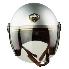 Mũ Bảo Hiểm 3/4 HP04K Có Kính – Màu Bạc Bóng, Chính Hãng, Bảo Hành 24 Tháng