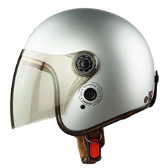 Mũ Bảo Hiểm 3/4 HP04K Có Kính – Màu Bạc Bóng, Chính Hãng, Bảo Hành 24 Tháng