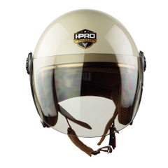 Mũ bảo hiểm 3/4 HPRO HP04K – Màu Kem Bóng, kính trà khói, chuẩn Quatest
