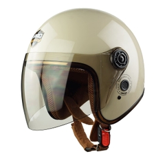 Mũ bảo hiểm 3/4 HPRO HP04K – Màu Kem Bóng, kính trà khói, chuẩn Quatest