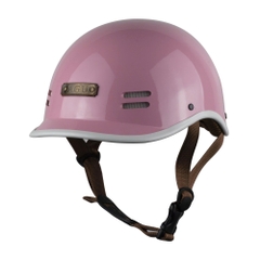 Mũ Bảo Hiểm AGU A39 Cá Heo – Màu Hồng Bóng, Nón Nửa Đầu Thời Trang, Tặng Tai Gấu & Charm Theo Tên