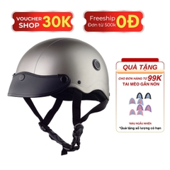 Mũ Bảo Hiểm Nửa Đầu HP02B Màu Chuột Nhám Gắn Kính Bogo – Kính Nửa Mặt | Chính Hãng HP Helmets