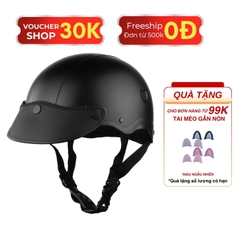 Mũ Bảo Hiểm Nửa Đầu HP02B Đen Nhám – Kèm Kính Bogo & Kính Nửa Mặt – Đạt Chuẩn Quatest 2