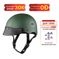 Combo Mũ Bảo Hiểm HP02B Màu Xanh Lính – Kèm Kính Bogo Hoặc Kính Nửa Mặt