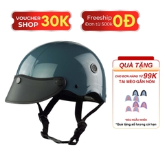 Mũ Bảo Hiểm Nửa Đầu HP02B Xanh Xi Măng Bóng – Gắn Kính Bogo & Kính Nửa Mặt – Nhẹ, Đẹp, Chuẩn Quatest 2