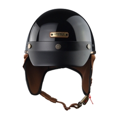 Mũ bảo hiểm nửa đầu HP PUG V1 – Màu Đen Bóng, Viền Da Cao Cấp, Chính Hãng HP Helmets