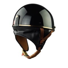 Mũ bảo hiểm nửa đầu HP PUG V1 – Màu Đen Bóng, Viền Da Cao Cấp, Chính Hãng HP Helmets