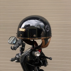 Mũ bảo hiểm nửa đầu HP PUG V1 – Màu Đen Bóng, Viền Da Cao Cấp, Chính Hãng HP Helmets