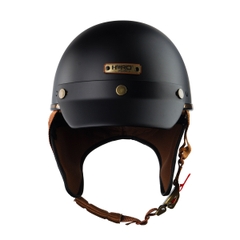 Mũ bảo hiểm nửa đầu HP PUG V1 – Màu Đen Nhám, Viền Da Sang Trọng, Chính Hãng HP Helmets