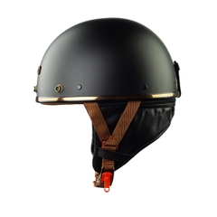 Mũ bảo hiểm nửa đầu HP PUG V1 – Màu Đen Nhám, Viền Da Sang Trọng, Chính Hãng HP Helmets