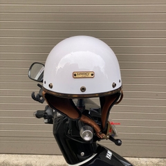 Mũ bảo hiểm nửa đầu HP PUG V1 – Màu Trắng Bóng, Viền Da Cao Cấp, Chính Hãng HP Helmets