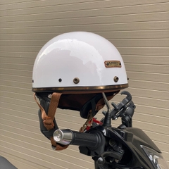 Mũ bảo hiểm nửa đầu HP PUG V1 – Màu Trắng Bóng, Viền Da Cao Cấp, Chính Hãng HP Helmets