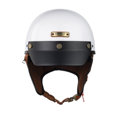Mũ bảo hiểm nửa đầu HP PUG V1 – Màu Trắng Bóng, Viền Da Cao Cấp, Chính Hãng HP Helmets