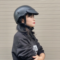 Mũ Bảo Hiểm Nửa Đầu HP02B Đen Nhám – Lưỡi Trai Đen Cá Tính, Chính Hãng HPPRO