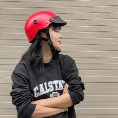 Mũ Bảo Hiểm Nửa Đầu HP02B Đỏ Nhám – Lưỡi Trai Đen, Chính Hãng HPPRO