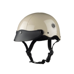 Mũ Bảo Hiểm Nửa Đầu HP02B Kem Bóng – Lưỡi Trai Đen, Chính Hãng HPPRO