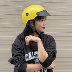 Mũ Bảo Hiểm Nửa Đầu HP02B Vàng Nhám – Lưỡi Trai Đen Cá Tính, Chính Hãng HPPRO