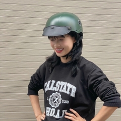 Mũ bảo hiểm nửa đầu HP02B xanh lính nhám – Chính hãng HPPRO Helmets