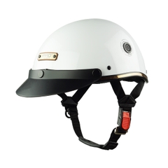 Mũ Bảo Hiểm Nửa Đầu HPPRO HP03 Màu Trắng Bóng – Chuẩn Quatest 2, Free Size 54–58cm