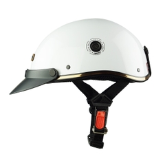 Mũ Bảo Hiểm Nửa Đầu HPPRO HP03 Màu Trắng Bóng – Chuẩn Quatest 2, Free Size 54–58cm