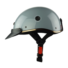 Mũ Bảo Hiểm Nửa Đầu HPPRO HP03 – Màu Xám Xi Măng Bóng, Có Vành, Khóa Bấm Cao Cấp – Chính Hãng HPPRO